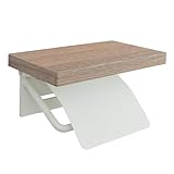 ヤマソロ トイレットペーパーホルダー 1連 おしゃれ 棚付き 紙巻器 完成品 トイレ 天板付き 北欧 ブラン Blan 41-067 (1連, 木目×ホワイトアッシュウッド)