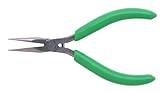 Xcelite LN542 Thin Fine Point Long Nose Plier with Green Cushion Grip Handle, Serrated Jaw, 5 Length