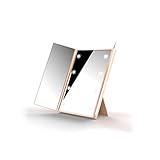 Expower tri-fold Lighted旅行照らすメイクアップミラー、コンパクトLEDライト化粧台ミラー折りたたみトラベルミラー Compact ゴールド EX-1523