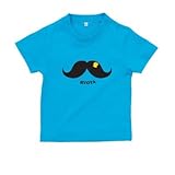 BabyChips 髭とひよこ(名入れ半袖ベビーTシャツ) 100 ターコイズ