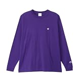 [チャンピオン] 長袖Tシャツ 長袖 丸首 綿100％ ワンポイントロゴ リラックスフィット ドロップショルダー ロングスリーブTシャツ メンズ C8-A409Z ディープパープル