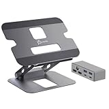 j5 create Multi-Angle Dual HDMI Docking Stand アルミニウム製 無段階設計 ドッキングステーション搭載 マルチアングル ノートPCスタンド 4K HDMI/ギガビット有線LAN/USB A/Type-C PD対応 100W 充電ポート搭載 スペースグレー
