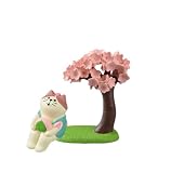 DIFEIUKI ミニチュア 花見の猫 桜の木 情景コレクション かわいい 動物 猫 和風 さくら 春の風景 ミニ 置物 インテリア 箱庭 建物模型 ジオラマ 教育 DIY 情景模型用 ミニモデル