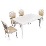 クロシオ ダイニングテーブルセット 4人用 ホワイト 幅135cm フランシスカ アンティーク調 92321