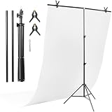 life_mart 背景スタンド T字型 撮影用スタンド 小型 【 高さ70〜200cm 】 万能クリップ2個付 コンパクト 伸縮 三脚 撮影 配信 テレワーク 部屋隠し 商品撮影 軽量 アルミ合金 (200cm×150cm)