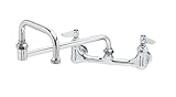 T&S Brass B-0265 Wall Mount Double Pantry Faucet with 8-Inch C/C and 18-Inch Double Joint Swing Nozz