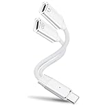leizhan 2-in-1 USB-C ヘッドホン/充電アダプター、Type-C 1入力2出力 PD 100W 急速充電 + オーディオ + USB 2.0 データ転送、充電しながら音楽を聴く/ファイルを転送 - 白色