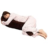 スキンケア 抱き枕 あったか 起毛 フランネル 保湿加工 抱きまくら 約38×110cm ブラウン
