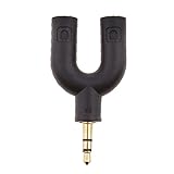 homyl 3.5 MMステレオオーディオスプリッタイヤホンヘッドホン2 Way Adaptorキーリングブラック