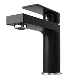 Contempo Living ANNA-MB Anna Style Solid Brass Single Hole Lever Bathroom Vanity Faucet, Matte Black
