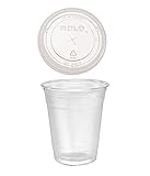 A World Of Deals Plastic Clear Cups with Flat Lids for Iced Coffee Bubble Boba Tea Smoothie 12 oz 10