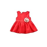 Pojour 夏 1-6歳キッズドレス 子供かわいいワンピース 袖無し 通気 綿 赤(100cm)