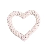 PetGround 犬 おもちゃ ハート型ロープ 犬 玩具 噛む 子犬 小型犬 中型犬 ロープ 頑丈 引っ張る 子供向け 歯磨き ストレス解消 (ホワイト)