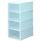 日本製 カラフル 収納ケース 収納チェスト プラストミルキーPH3404 (ブルー, 34cm幅 4段)