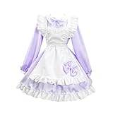 [Sharphon] メイド服 長袖 パープル コスプレ ロリータ 可愛い セクシー 双子メイド ショート丈 大きいサイズ 透けない 蝶結ぶ 大人可愛い 秋葉原メイド 人気 ビッグサイズ コスプレ衣装 男ウケ REI410