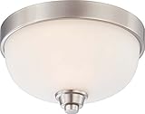 Nuvo Lighting 60/4191 One Light Helium Small Flush Dome with Satin Glass, CUL Damp Location, Brushed