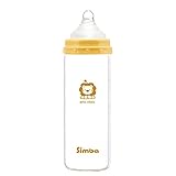Simba Diamond Light Wide Neck Borosilicate Glass Single Feeding Bottle with Stage 1 Nipple, Beige, 9