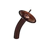 VIGO Single Handle Waterfall Bathroom Faucet with Kenyan Twilight Glass Disc, Oil Rubbed Bronze [並行輸