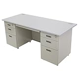 スチールデスク オフィスデスク 両袖 引出し付き 事務机 システムデスク ワークデスク W160×D70×H70 W1600×D700×H700 グレー 670