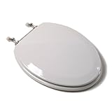 Jones Stephen C1B4E2-00BN Deluxe Molded Elongated Wood Toilet Seat with Brushed Nickel Hinges- White