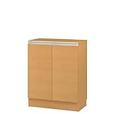 岩附(IWATSUKI) 幅45~120cm内で1cm単位で作る オーダー扉付き収納棚 ミディアムブラウン 幅58cm 奥行31.4 高さ75 レギュラー 幅木よけカット加工有り MIO-7558RHMB