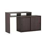 arne テレビ台 コーナー ハイタイプ 伸縮 完成品 パソコンデスク キャビネット T+D 90W引戸 ダークブラウン