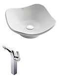 Kraus C-KCV-135-14700CH White Tulip Ceramic Sink and Illusio Faucet Chrome by Kraus