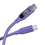 CIO 柔らかいシリコンケーブル タッチボタン付き 液晶ディスプレイ搭載 USB type-C iPhone 17 / 16 / 15 充電ケーブル 100W対応 タイプC usb type c to c 【液晶部に保護フィルム有】 (1m, ブラック)