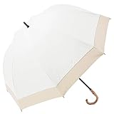 100％完全遮光 99％ではダメなんです! 【Rose Blanc】 日傘 晴雨兼用 UVカット 1級遮光 撥水 ブランド おしゃれ レディース かわいい 母の日 ショートサイズ 50cm コンビ 2cb (アイボリー×ベージュ) 長傘タイプ