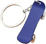 [AIXUAN] 男性の男の子のクールで ミニスケートボードの金属キーホルダーキーホルダー自動車のキーバッグペンダントキーホルダー (青)