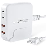 GOLDNEXT 100W PD 充電器 4ポート 卓上急速充電器（Type-C*2&USB-A*2） USB-C充電器 PSE技術基準適合 GaN III (窒化ガリウム)採用 タイプC急速充電器 PD3.0/QC3.0/PPSに対応 ケーブル付き MacBook/iPad/iPhone/Galaxy/Xperia/Android スマートフォン/タブレット/ノートPC対応（ホワイト）