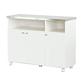 クロシオ ステンレストップ カウンターワゴン 幅90cm ホワイト 準完成品 キッチンワゴン