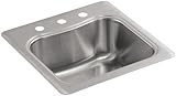 KOHLER K-3363-3-NA Staccato Single-Basin Self-Rimming Entertainment Sink, Stainless Steel [並行輸入品]
