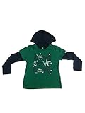 Notre Dame Fighting Irish Girls Glitter " love "グリーンネイビーLSフード付きTシャツ( 3t )