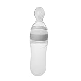 ノーブランド品 幼児　ベビー　シリコーン　摂食　授乳　スプーン　フィーダー　食品　ライス　ボトル　哺乳瓶　使用しやすい　全3サイズ選べる - 白