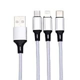 STARLIGHT 1.2ｍ 充電マルチケーブル 充電 充電コード USB Phone Phone 3in1 Type-C/ライトニング/Micro USB iPhone Android 各種対応 ナイロン編みケーブル シルバー