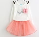 熊のリーダーのかわいい女の子で、白いTシャツとピンクのスカートとラインストーンを子供服設置女の子Autmn子供服のスーツ