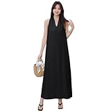 [OGCPWYQZ] ロングワンピース レディース ノースリーブ Vネック ドレス マキシ丈ワンピース ゆったり 体型カバー 着痩せ おしゃれ パーティー カジュアル 部屋着 お出掛け ファッション 通勤 きれいめ 春 夏