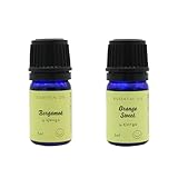 [sjunga] 選り取り2本 エッセンシャルオイル 5ml アロマオイル 精油 100% 天然 フレグランスオイル オーガニック アロマセット (5ml×2本, ベルガモット オレンジスイート)