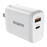 アドテック PD充電器 65W 【USB-C+USB-A】GaN 窒化ガリウム 2ポート 急速充電器 タイプc 充電器 超小型 軽量 折りたたみ式プラグ MacBook iPad iPhone 17 Android タブレット ノートPC Switch PD3.0/QC3.0/PPS 充電 高速充電 急速充電 携帯 出張 旅行 コンセント ACアダプタ ホワイト APD-V065AC-WH