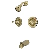 Kingston Brass KB662AL Twin Handles Tub Shower Faucet with Metal lever handle, Polished Brass [並行輸入品