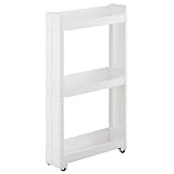 【キッチンワゴン スリム キャスター付き ホワイト スリムワゴン】幅12.5×奥行45×高さ76.2cm 3段(B487)