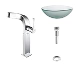 Kraus C-GV-101FR-12mm-15100CH Frosted Glass Vessel Sink and Typhon Faucet Chrome by Kraus