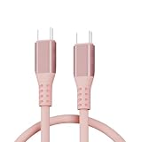 明誠 USB Type C ケーブル【長さ1M】100W 5A 超急速充電 USB-C & USB-C 2.0 ケーブル QC3.0 PD対応 シリコン素材採用 超高耐久 高速データ転送 iPhone 17 Air Pro Max 16 15 Plus Galaxy S25 Xperia iPad MacBook などタイプc機種対応（ローズゴールド）