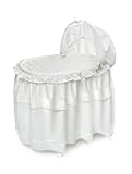 Badger Basket Floor Length Skirt Portable Bassinet N Cradle with Toybox Base, White by Badger Basket