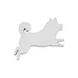 Catland 車 エンブレム 犬 ステッカー 柴犬 エンブレムチャーム イヌ かわいい カーステッカー プレートステッカー かっこいい シバイヌ おしゃれ 3D 金属製 防水 デカール シール ラベル 車用 バイク 自転車 スーツケース 装飾 カスタム パーツ 飾り シルバー ジャンプ犬