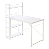 ホワイト／パソコンデスク　ラック デスク システムデスク デスク おしゃれ シンプル 作業机 机 棚付き ワークデスク 学習机