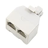 マクサー電機 モジュラーコード 電話線 中継・分配コネクタ メス×2口-オス×1口 6極 2芯・4芯兼用 アイボリー