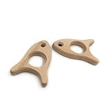 Kissteether 2pcs DIY木製おもちゃのペンダント緑の赤ちゃんの歯磨き粉をパーソナライズされた有機ブナの木の自然な手作りの木製のロケット歯磨き粉赤ちゃんへの贈り物 (2pcs)