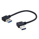 SSUHAO SHZ USB 3.0 A公−A公L型90度ケーブルA公ヘッド−公ヘッドusb a to a超高速5 Gbpsデータ伝送延長線 (左右0.3m)